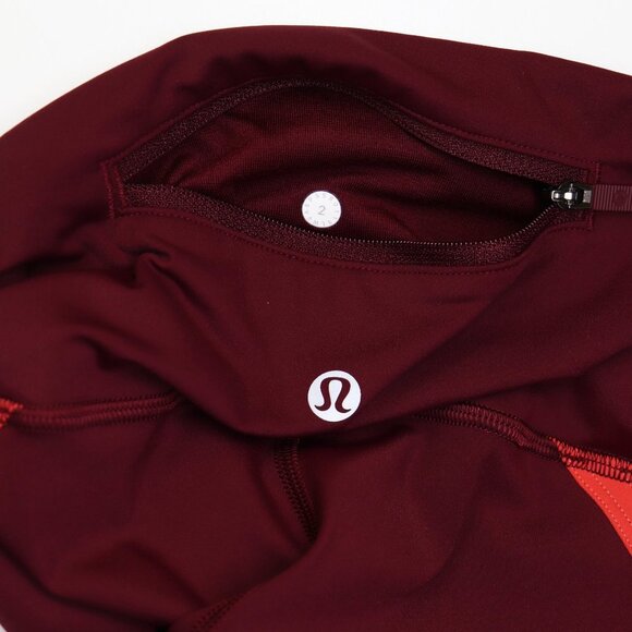 Lululemon Zip The Line Crop 23" Leggings High Rise Reflective Deep Ruby Coral 2 - Picture 10 of 10